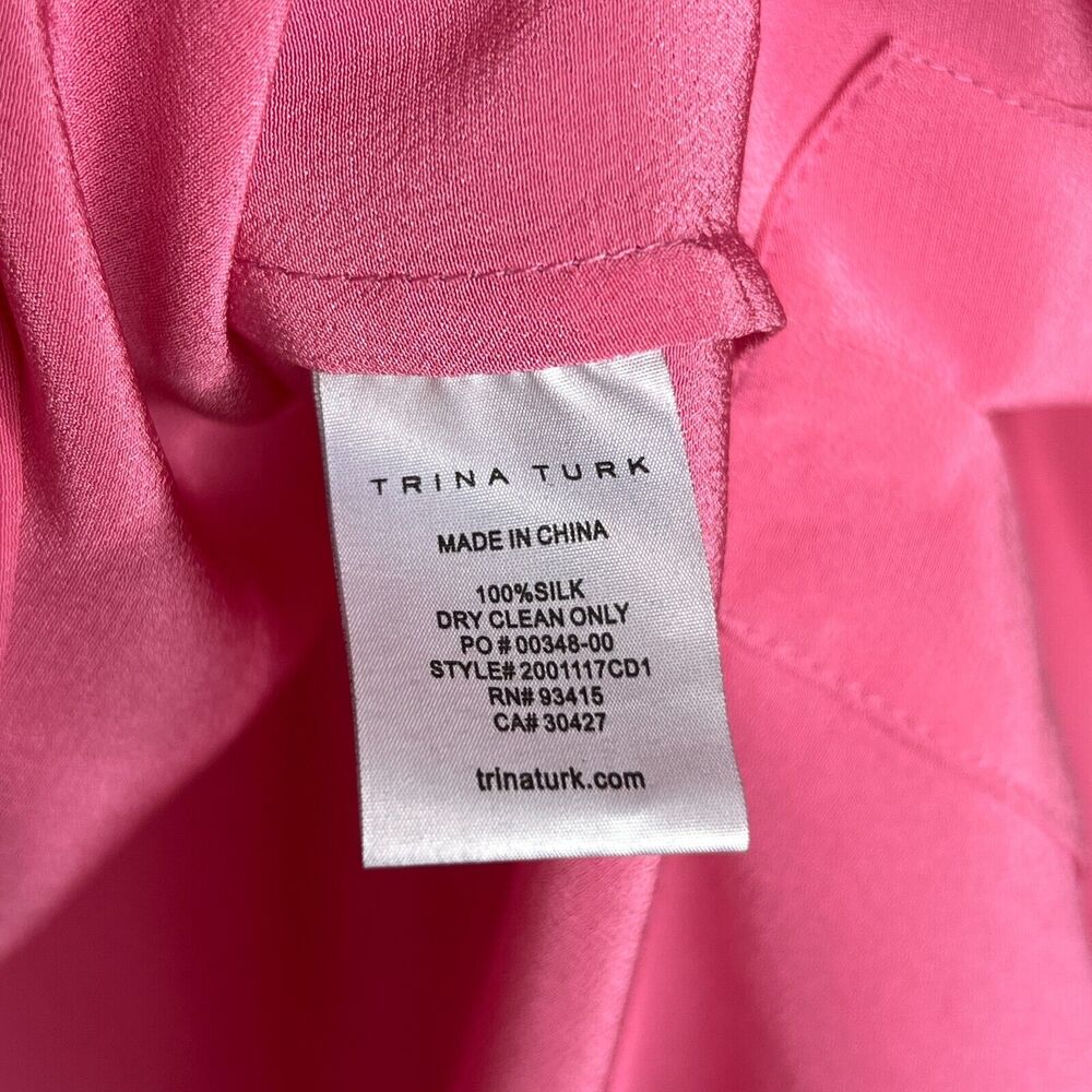 Trina Turk Women's Pink V-Neck Long Sleeve Blouse Size M - Picture 6 of 11
